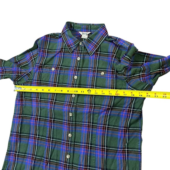 Duluth Trading Co Women's Small Green Blue Plaid Flannel Shirt Jacket - Picture 5 of 9